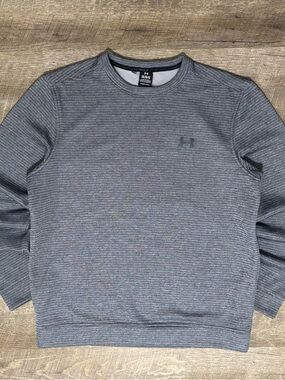 Under Armour Golf Crewneck Men's L Gray Storm Y2K Athletic Sweatshirt Striped